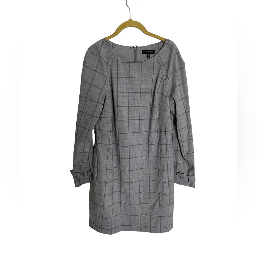 Banana Republic Gray Plaid Business Workwear Dress 10